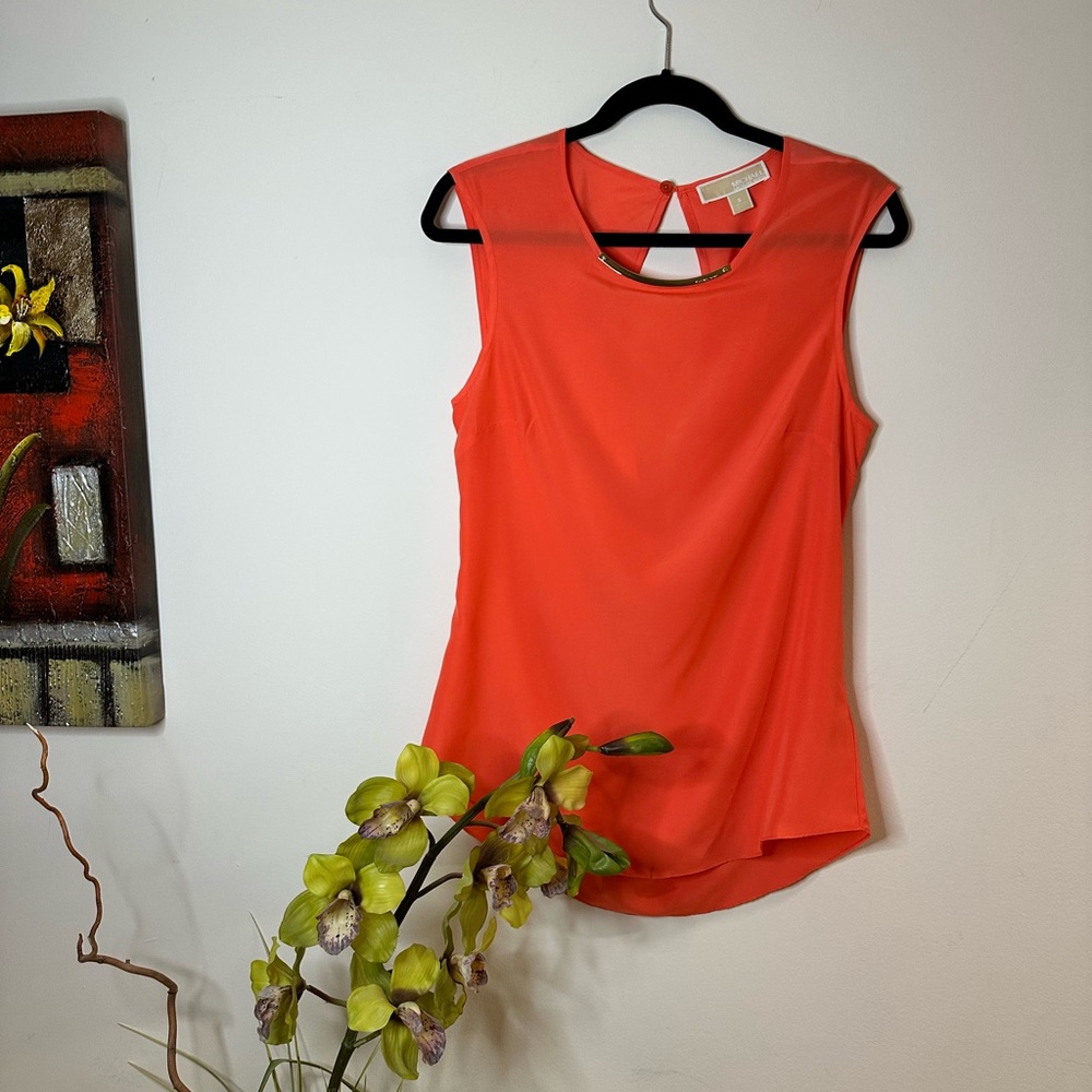 T110- MICHAEL Michael Kors Orange Sleeveless Cut Out Top